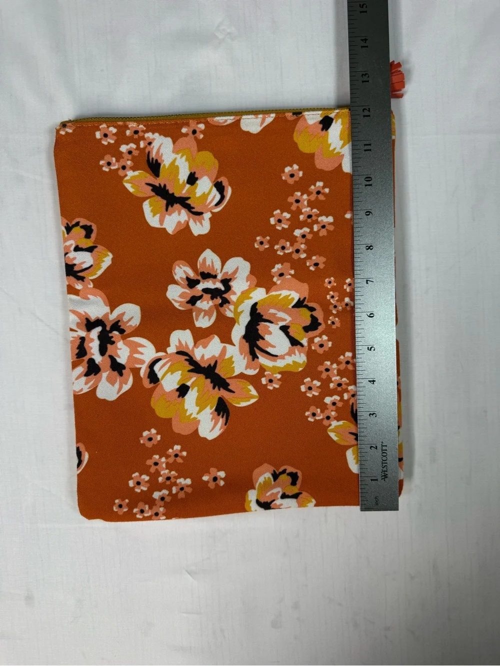 Rachel Pally Rust Floral Zip Pouch with Pink, Yellow, Black, White